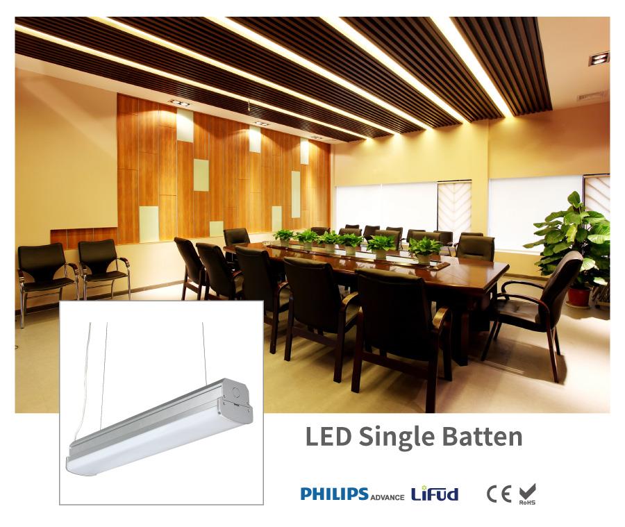 CE ROHS TUV samþykkt IP40 32W LED Single Batten Light CE ROHS TUV approved IP40 32W LED Single Batten Light