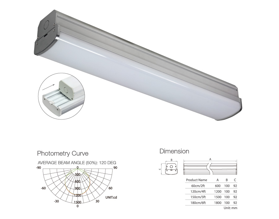 CE ROHS TUV samþykkt IP40 32W LED Single Batten Light CE ROHS TUV approved IP40 32W LED Single Batten Light