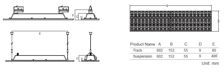 2019 TUV Europe modern track lighting dimension